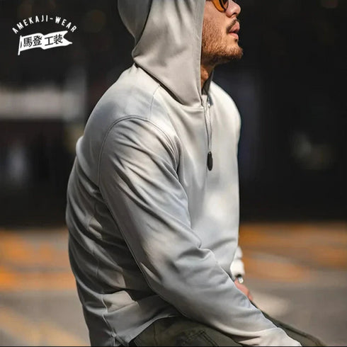 Printed Sports Hoodie – Quick-dry pullover with hooded collar for streetwear fashion.